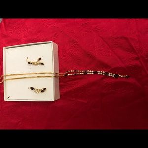 White and red drop earring set